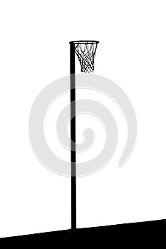 Silhouette of goalpost with net for korfball, netball, basketball or ringball