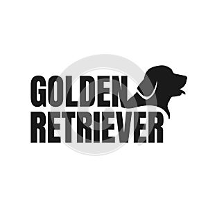 silhouette of golden retriever dog logo vector. stylish golden retriever letter with dog head element design concept