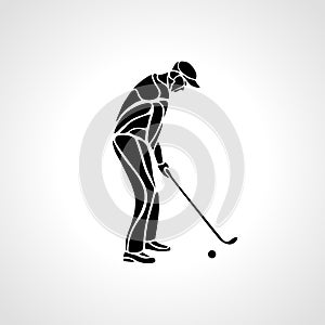 Silhouette of golf player. Golf t-shot illustration