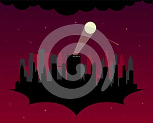 Silhouette Gotham City Background Vector Illustration