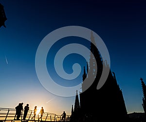 Silhouette of the gothic Cathedral of Barcelona