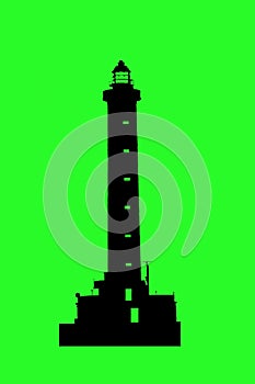 Silhouette in green screen of lighthouse for sailors excellent as a logo.