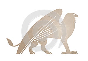 Silhouette of griffin. Stylized tattoo, graphic image. Vector illustration of mythical creature.