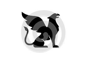 Silhouette of griffin vector