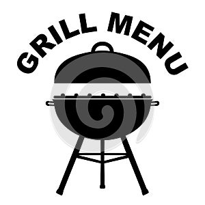 Silhouette grill icon with lid, brazier bbq menu sign, chargrill icon isolated