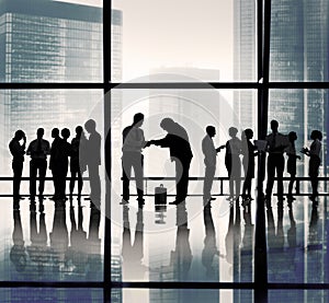 Silhouette Group of Business People Greeting Concept