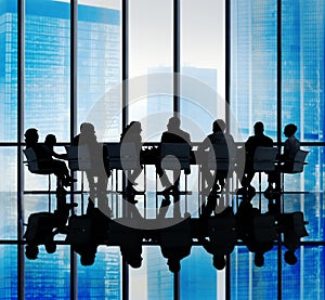 Silhouette Group of Business People Meeting Concept