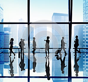 Silhouette Group Business People Urban Scene Concept