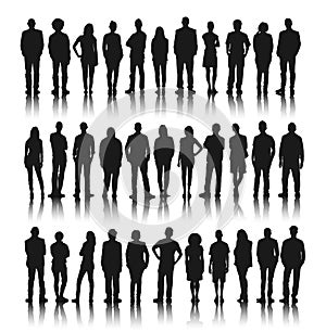 Silhouette Group of People Standing Concept