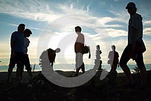 Da gruppo di persone sul da montagna 