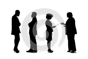 Silhouette of Group of Workers on a White Background