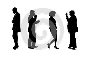 Silhouette of Group of Workers on a White Background