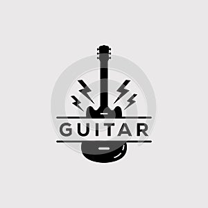 silhouette guitar or electric bass logo vector illustration design