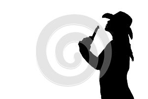 Silhouette gunfighting woman