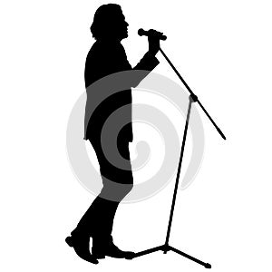 Silhouette of the guy beatbox with a microphone