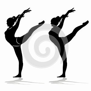 Silhouette of a gymnast woman, vector draw