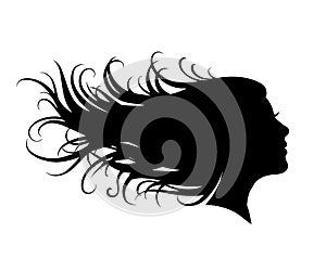 Silhouette hair girl, salon logo sign - for stock