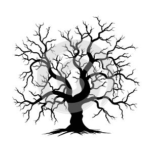 Silhouette Halloween tree with bats - eps10 vector illustration AI generated illustration