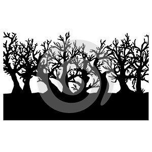 Silhouette Halloween tree vector illustration sketch doodle hand drawn with black lines isolated on white background