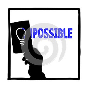 Silhouette hand of businessman using idea to change impossible to possible vector illustration sketch doodle hand drawn isolated