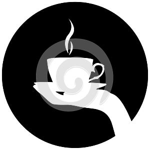 Silhouette of hand with cup of coffee/tea