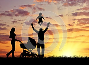 Silhouette of a happy family