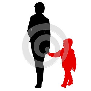 Silhouette of happy family on a white background