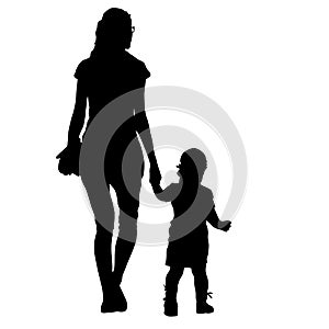 Silhouette of happy family on a white background