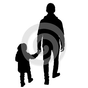 Silhouette of happy family on a white background