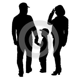 Silhouette of happy family on a white background