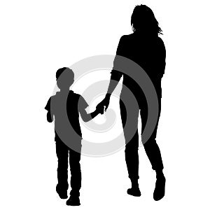 Silhouette of happy family on a white background