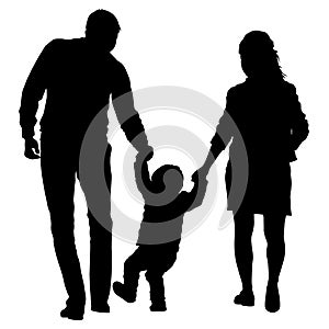 Silhouette of happy family on a white background