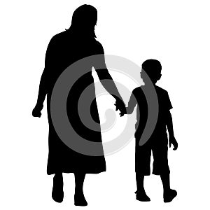 Silhouette of happy family on a white background