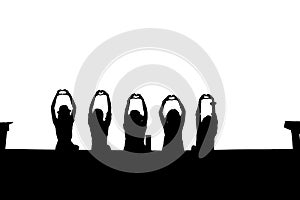 Silhouette of happy women