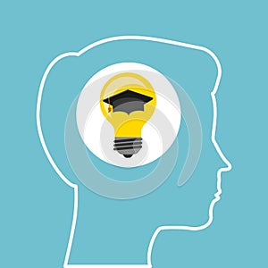 Silhouette head boy idea cap graduation education online