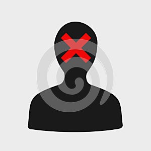 Silhouette of head is crossed out