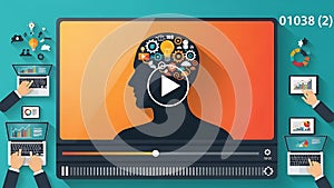 Digital brainstorming and online learning concept