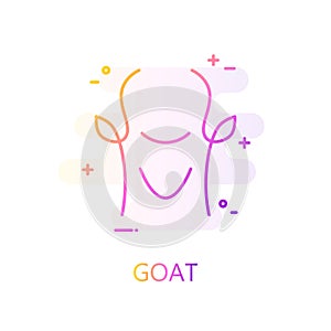 Silhouette of head of goat in color line style. Vector