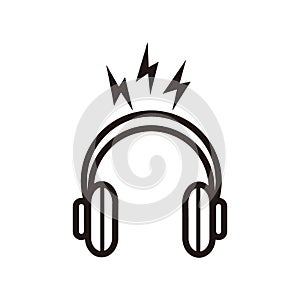 Silhouette headphone with lightning sign for music listening, broadcast or podcast - silhouette headphone lightning sign icon