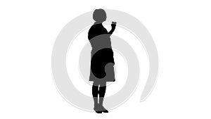 Silhouette Healthcare, medicine and technology concept - senior female doctor pointing to something or pressing