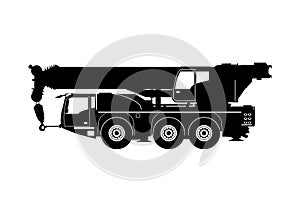 Telescopic mobile crane. Vector