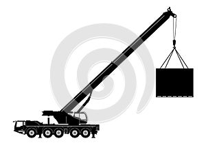Telescopic mobile crane. Vector photo