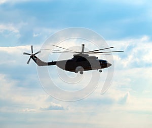 Silhouette of heavy transport helicopter