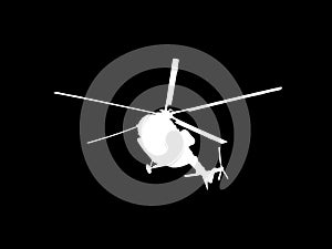 Silhouette of a helicopter on a black background