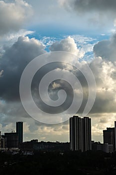 Silhouette of a high rise skyscraper under construction