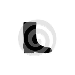 Silhouette of a high rubber boot. Vector icon. Clipart on white blank background. Theme of hunting, fishing and farming.