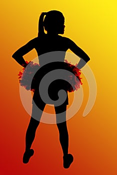 Silhouette of high school cheerleader hands on hip