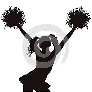 Silhouette of a high school cheerleader with pom poms