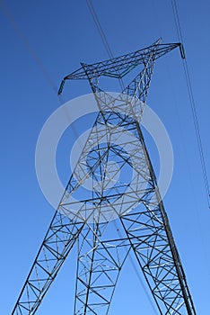 Silhouette of a high voltage electricity pylon