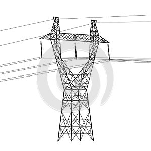 Silhouette of high voltage power lines